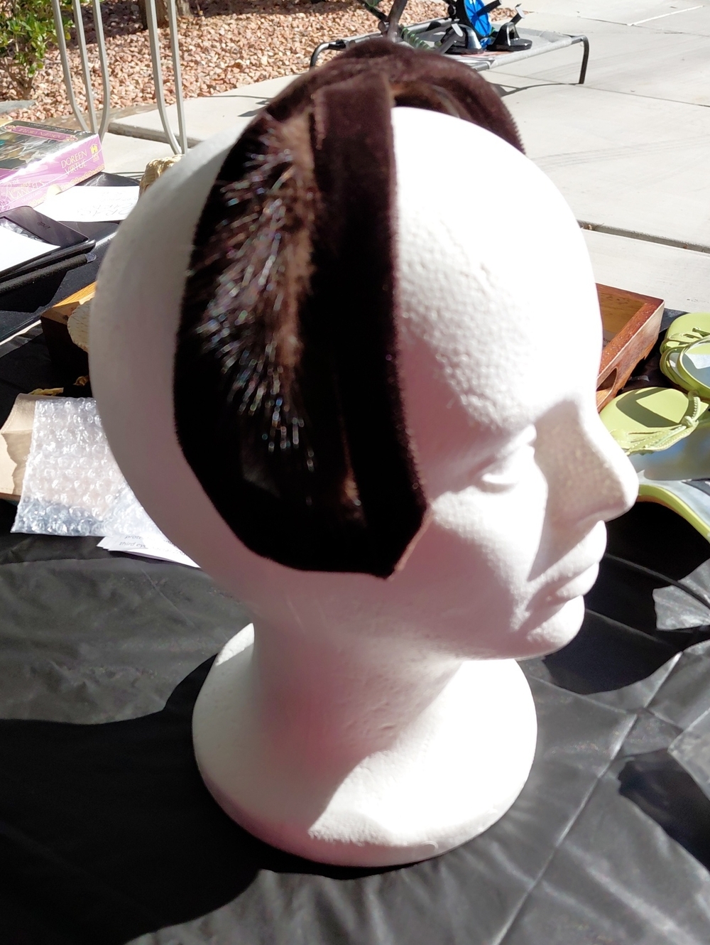 Vintage Classic Brown Velvet and Mink Headband Hat